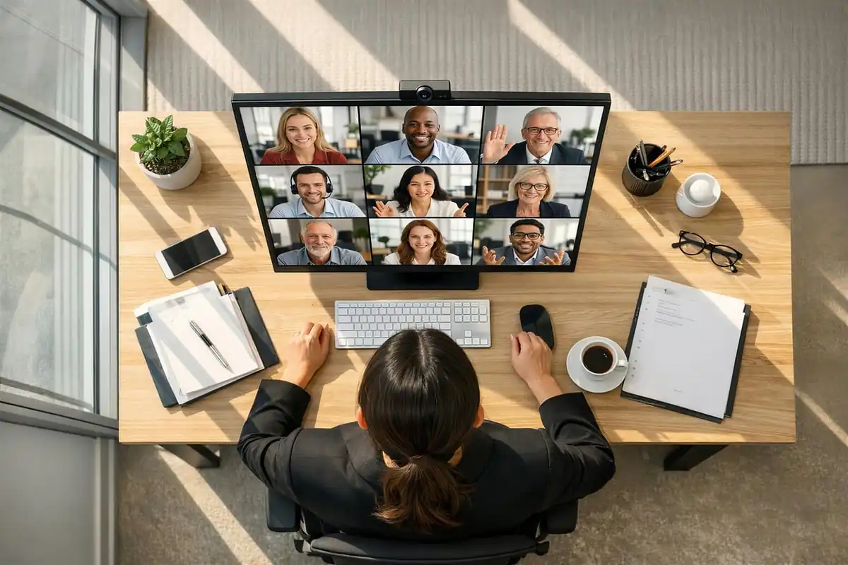 Videokonferenz am Arbeitsplatz — Remote-IT-Betreuung für Kieler Unternehmen
